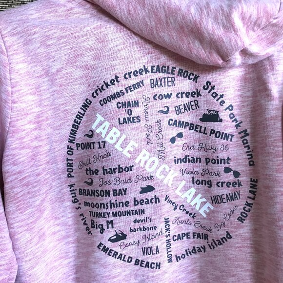 Upcycled Table Rock Lake Hoodie, Size M: Zippered Sweatshirt, Landmarks Marinas - Picture 13 of 14